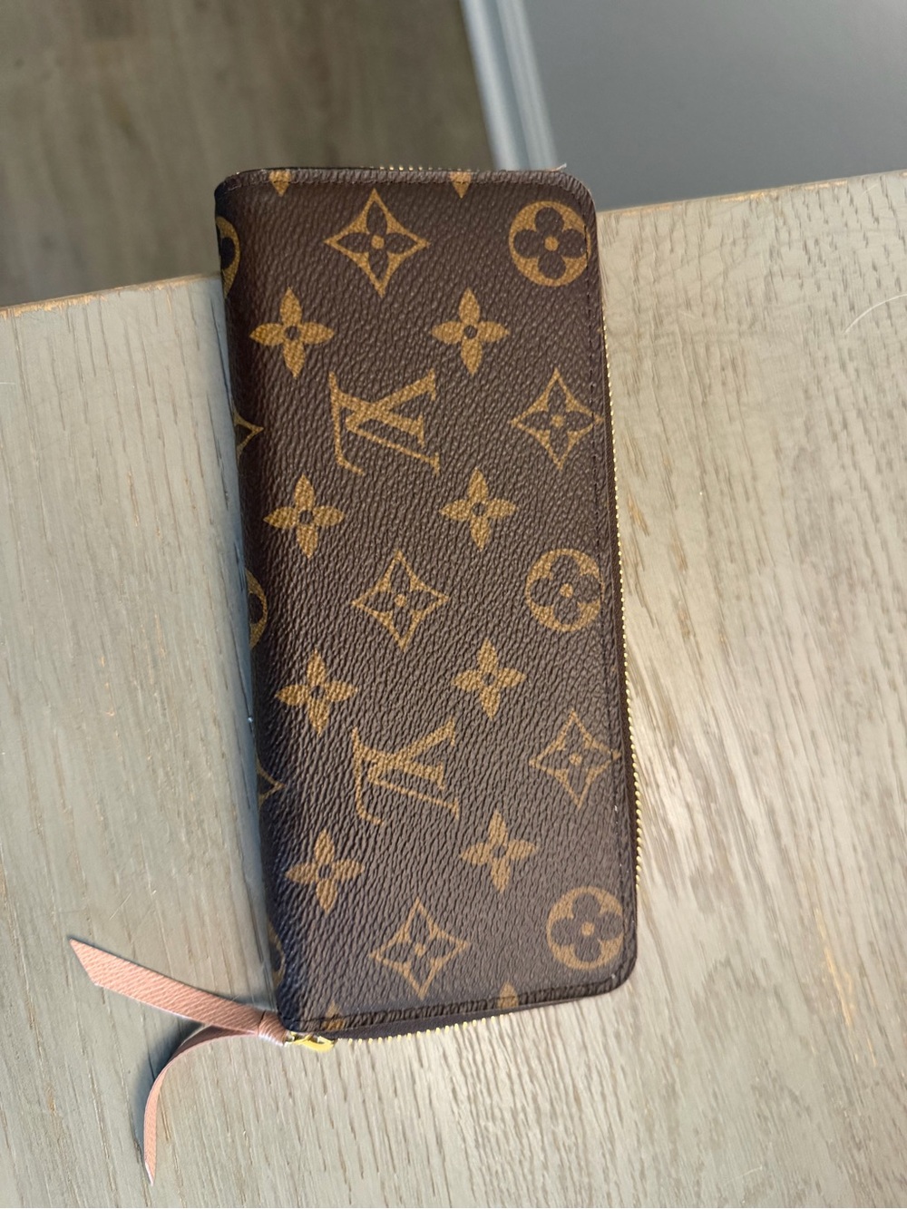 Louis Vuitton Monogram Canvas Zip Wallet in Brown & Gold